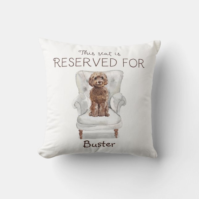 Brown Cockapoo Reserved for the Dog's Name  Throw Pillow (Front)