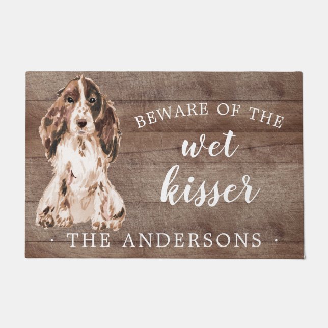 Brown Cocker Spaniel Dog Personalized Door Mat (Front)