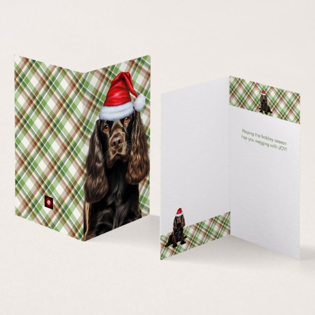 Brown Cocker Spaniel Dog Plaid Christmas Holiday (Inside and Outside)