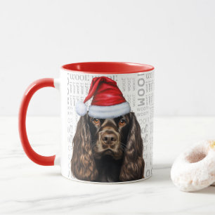 Brown Cocker Spaniel Dog Santa Woof Christmas Mug