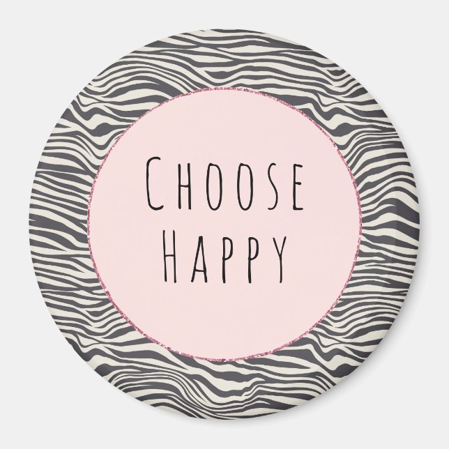 Brown Cocoa Zebra Print personalized happy quote Magnet (Front)