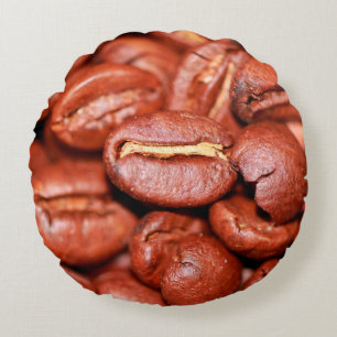 Brown coffee beans roasted round pillow