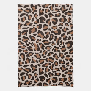 Brown Coffee Leopard Print Retro Kitchen Towel