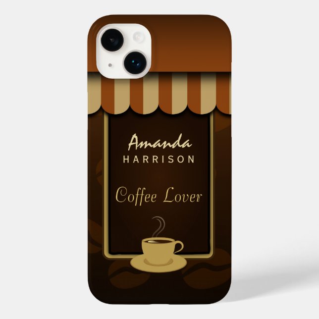 Brown Coffee Lover Cafe Shop Front Awnings Tough Case-Mate iPhone Case (Back)