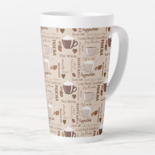 Brown Coffee Mocha Cappuccino Pattern Latte Mug