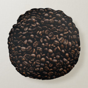 Brown coffee seeds round pillow