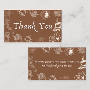 Brown Coffee Thank You Card Minimal Line Art