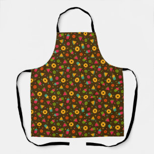Brown colorful summer ice-cream pattern apron