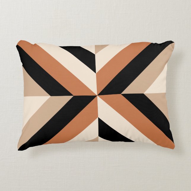 Brown Colour Block Contemporary Accent Pillow (Front)