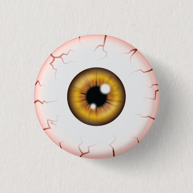 Brown Colour Eyeball Halloween Bloodshot Eyeball 1 Inch Round Button (Front)