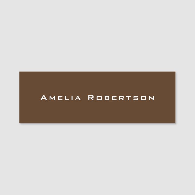 Brown Colour Trendy Modern Professional Custom Name Tag (Front)