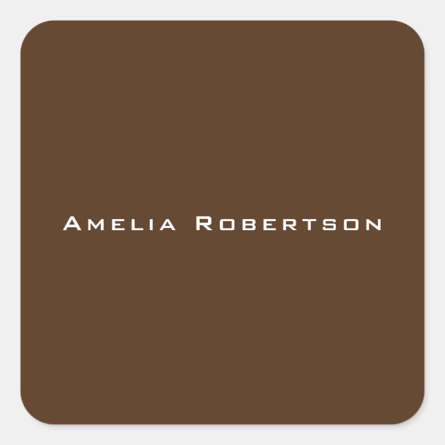 Brown Colour Trendy Modern Professional Custom Square Sticker (Front)