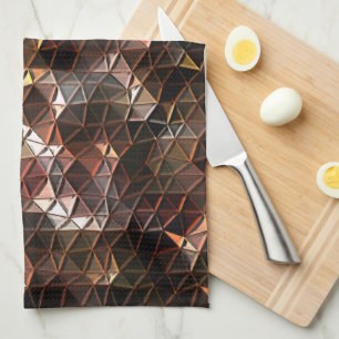 Brown coloured triangular mosaic with slight relie kitchen towel