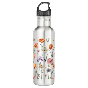 Brown Colourful Watercolor Wildflower Pattern 710 Ml Water Bottle
