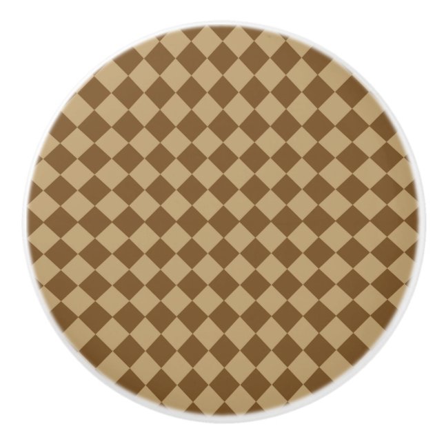 Brown Combination Diamond Pattern by STaylor Ceramic Knob (Front)