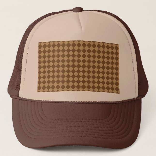 Brown Combination Diamond Pattern by STaylor Trucker Hat (Front)