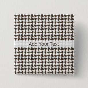 Brown Combination Houndstooth by Shirley Taylor 2 Inch Square Button