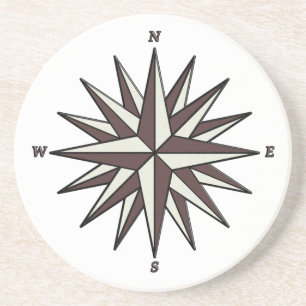 Brown Compass Rose Coaster