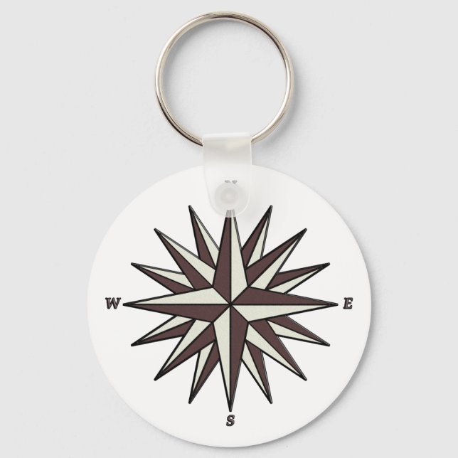 Brown Compass Rose Keychain (Front)