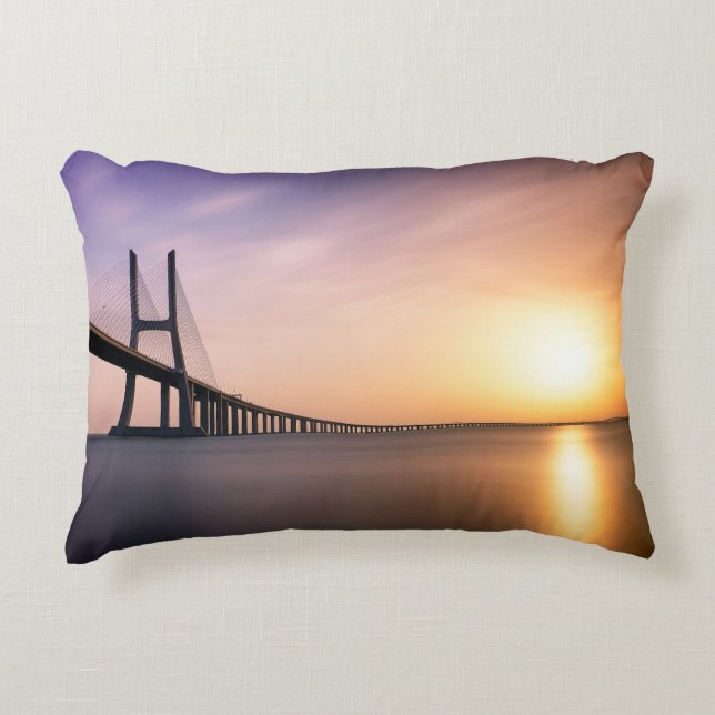 BROWN CONCRETE BRIDGE DURING DAYTIME ACCENT PILLOW (Front)
