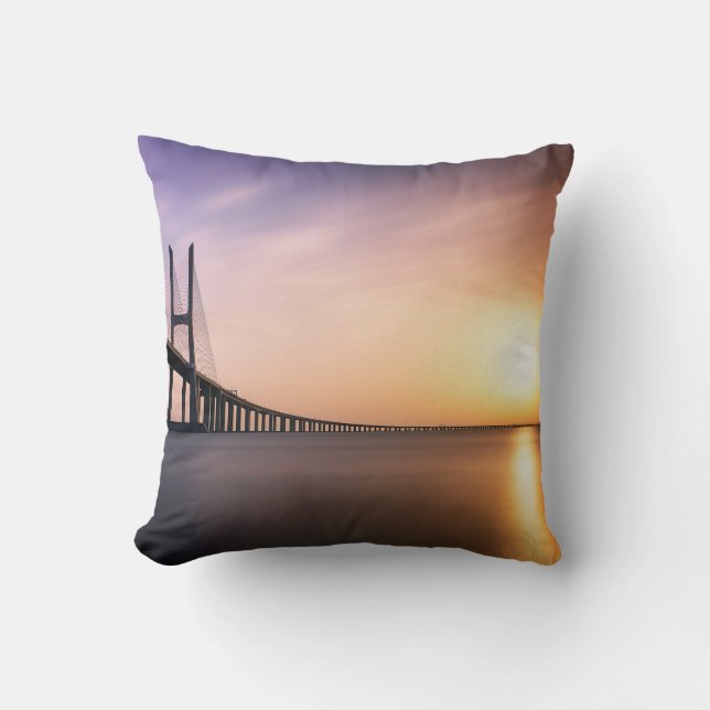 BROWN CONCRETE BRIDGE DURING DAYTIME THROW PILLOW (Front)