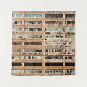 BROWN CONCRETE BUILDING TAPESTRY