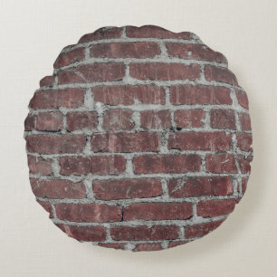 Brown concrete wall round pillow