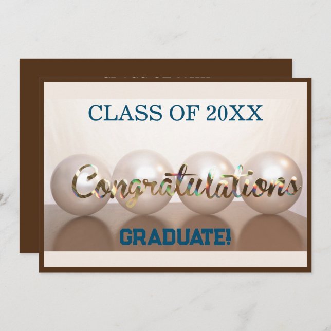 Brown Congratulations Graduate Graduation Balloon Invitation (Front/Back)