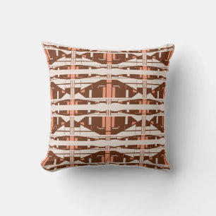 Brown Coral Beige Mediterranean Large Mosaics Throw Pillow