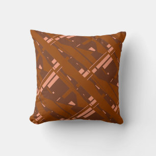 Brown Coral Rust Mediterranean Slanted Mosaic Tile Throw Pillow