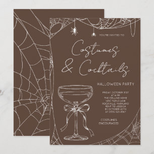 Brown Costumes and Cocktails Adult Halloween Party Invitation