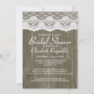 Brown Country Lace Bridal Shower Invitations