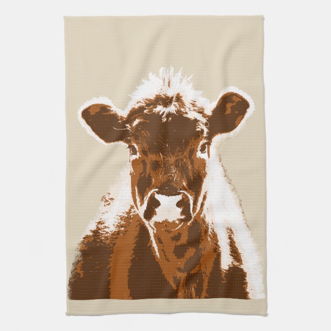 Brown Cow Farm Animal Kitchen Towel (Vertical)