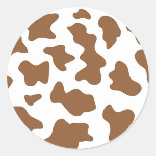 Brown Cow Print Classic Round Sticker