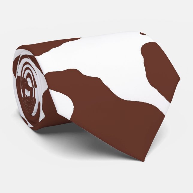 Brown Cow Skin Pattern Tie (Rolled)