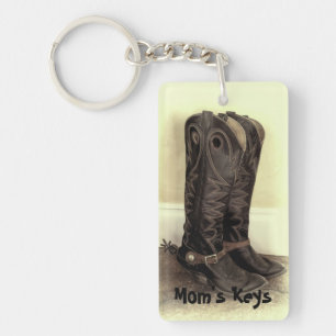 Brown Cowboy Boots with Spurs Keychain