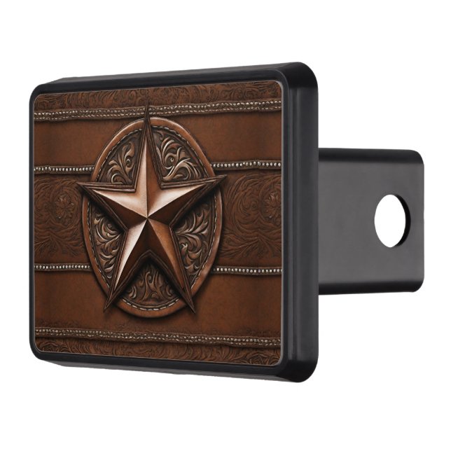 Brown Cowboy Rustic Western Country Texas Star Trailer Hitch Cover (Left)