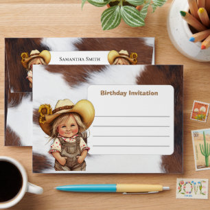 Brown Cowgirl Birthday Invitation  Envelope