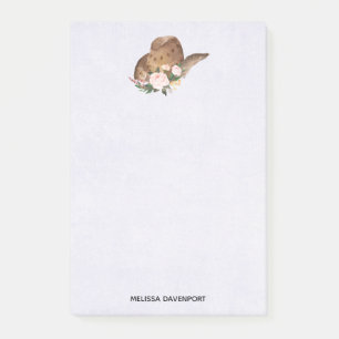 Brown Cowgirl Hat with Pink Flowers Post-it Notes