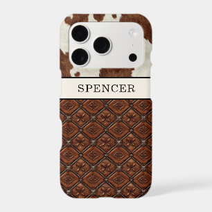 Brown Cowhide and Leather Monogrammed