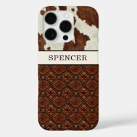 Brown Cowhide and Leather Monogrammed