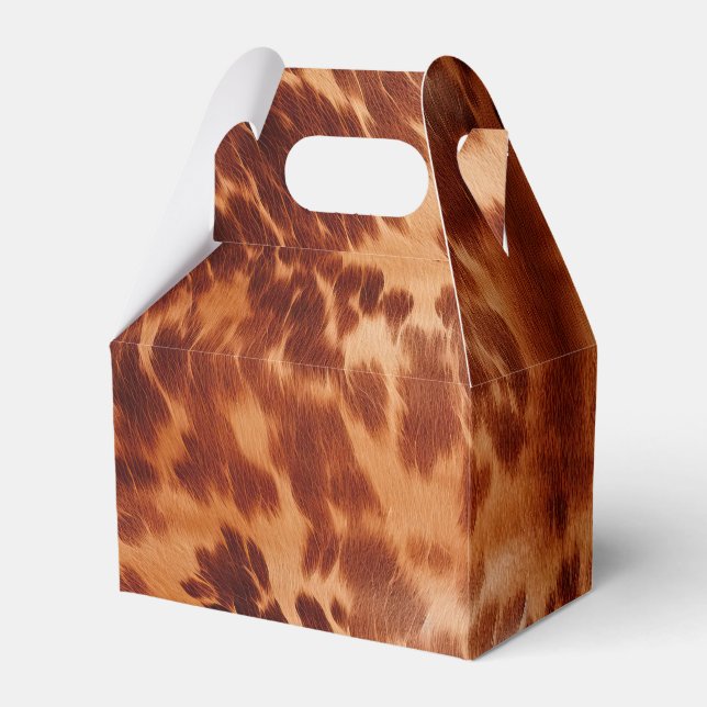 Brown Cowhide Animal Print Favor Box (Front Side)