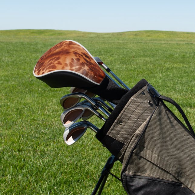 Brown Cowhide Animal Print Golf Head Cover (In Situ)