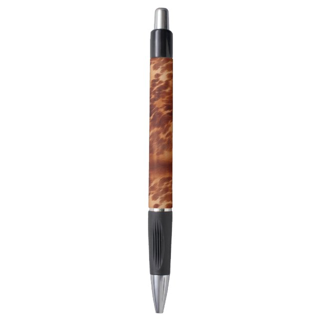 Brown Cowhide Animal Print Pen (Front Vertical)
