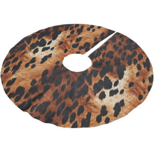 Brown Cowhide  Brushed Polyester Tree Skirt