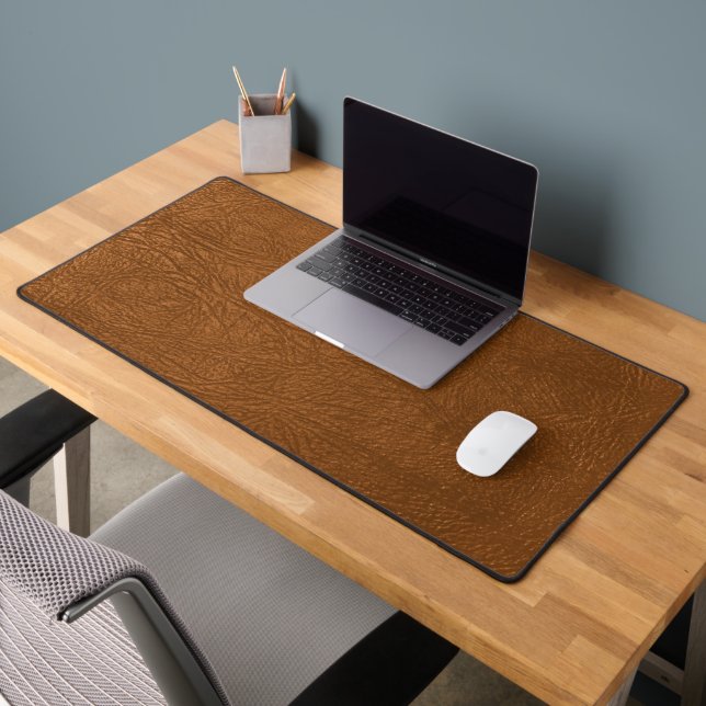 Brown Cowhide Leather Texture Look Desk Mat (Office 2)