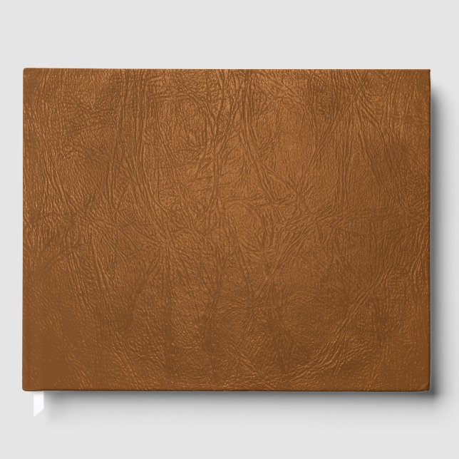 Brown Cowhide Leather Texture Look Guest Book (Front)