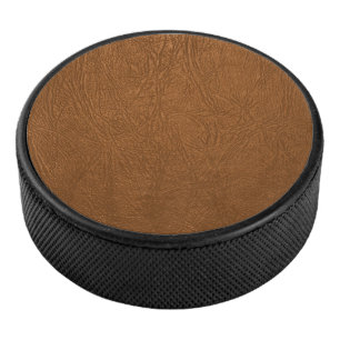 Brown Cowhide Leather Texture Look  Hockey Puck