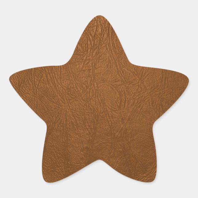 Brown Cowhide Leather Texture Look Star Sticker (Front)