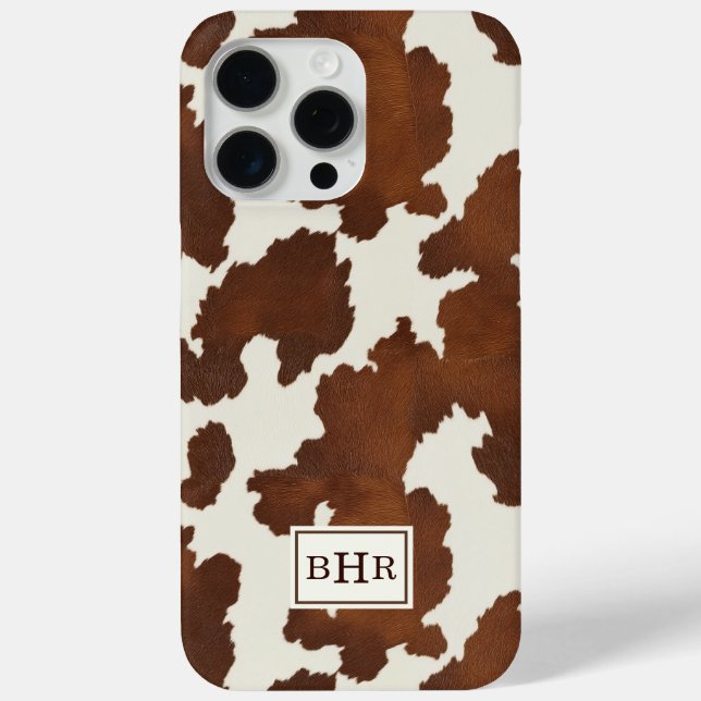 Brown Cowhide Monogrammed Case-Mate iPhone Case (Back)